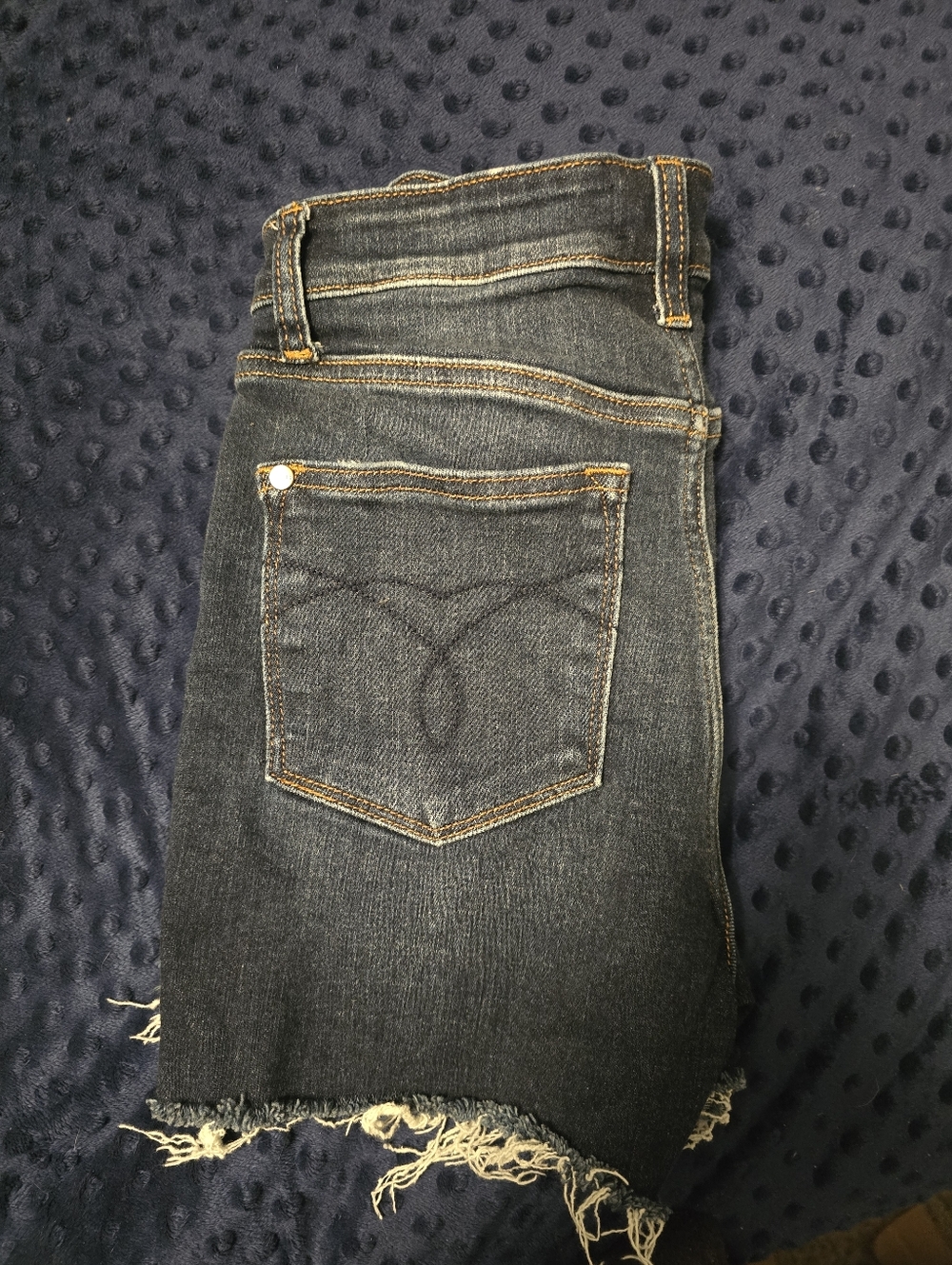 Judy Blue Dark Wash High-Rise Frayed Button-Fly Denim Shorts - Picture 3 of 5